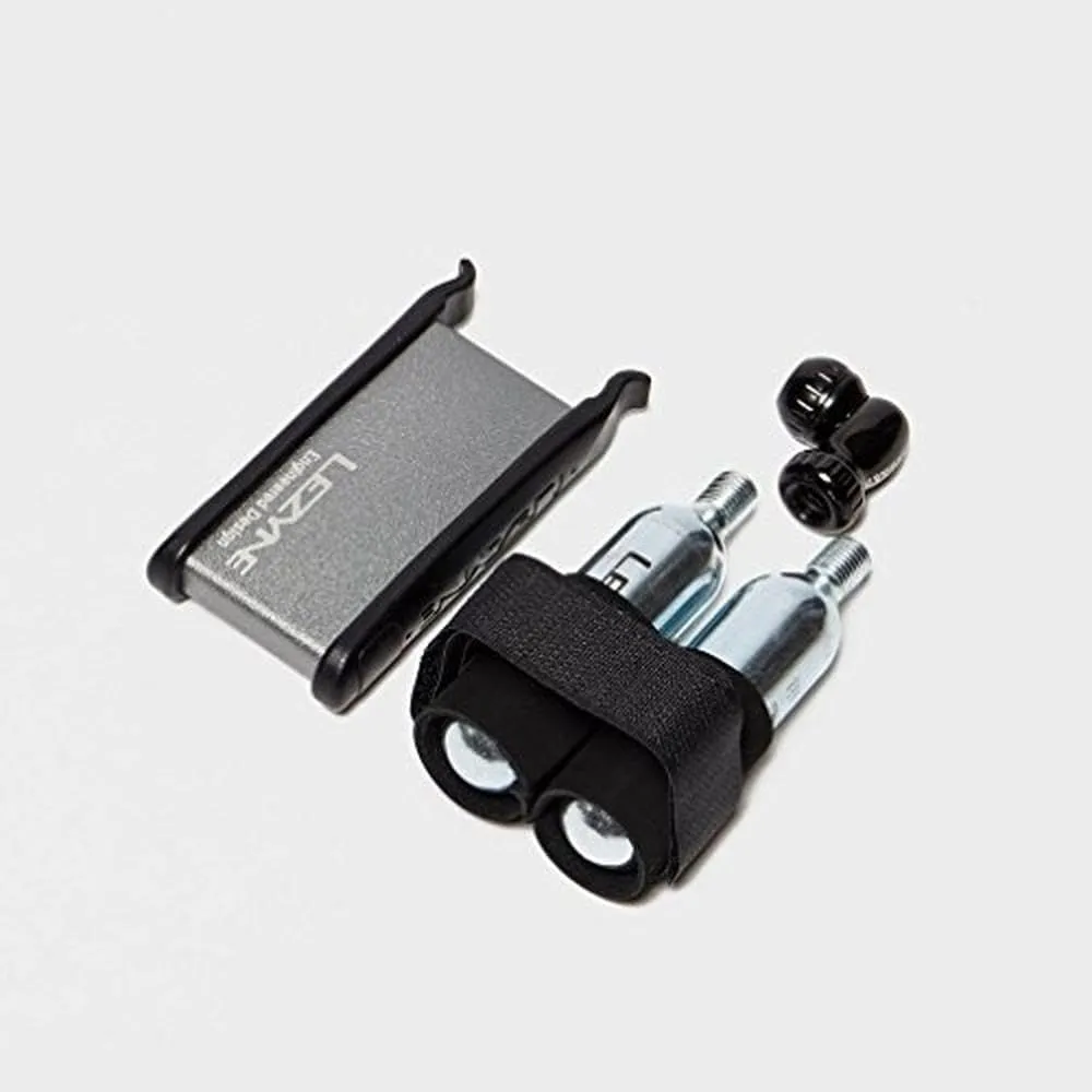 LEZYNE Twin Kit Bicycle C02 & Tire Repair Kit - Includes Twin Speed CO2 Inflator, 2 Threaded CO2 Cartridges 16g, and Lever Kit