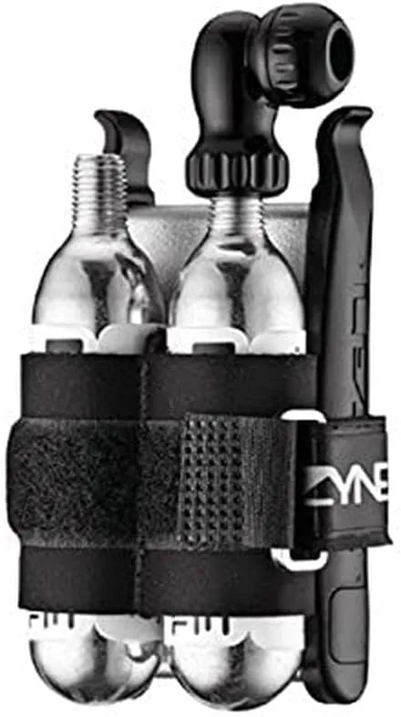 LEZYNE Twin Kit Bicycle C02 & Tire Repair Kit - Includes Twin Speed CO2 Inflator, 2 Threaded CO2 Cartridges 16g, and Lever Kit