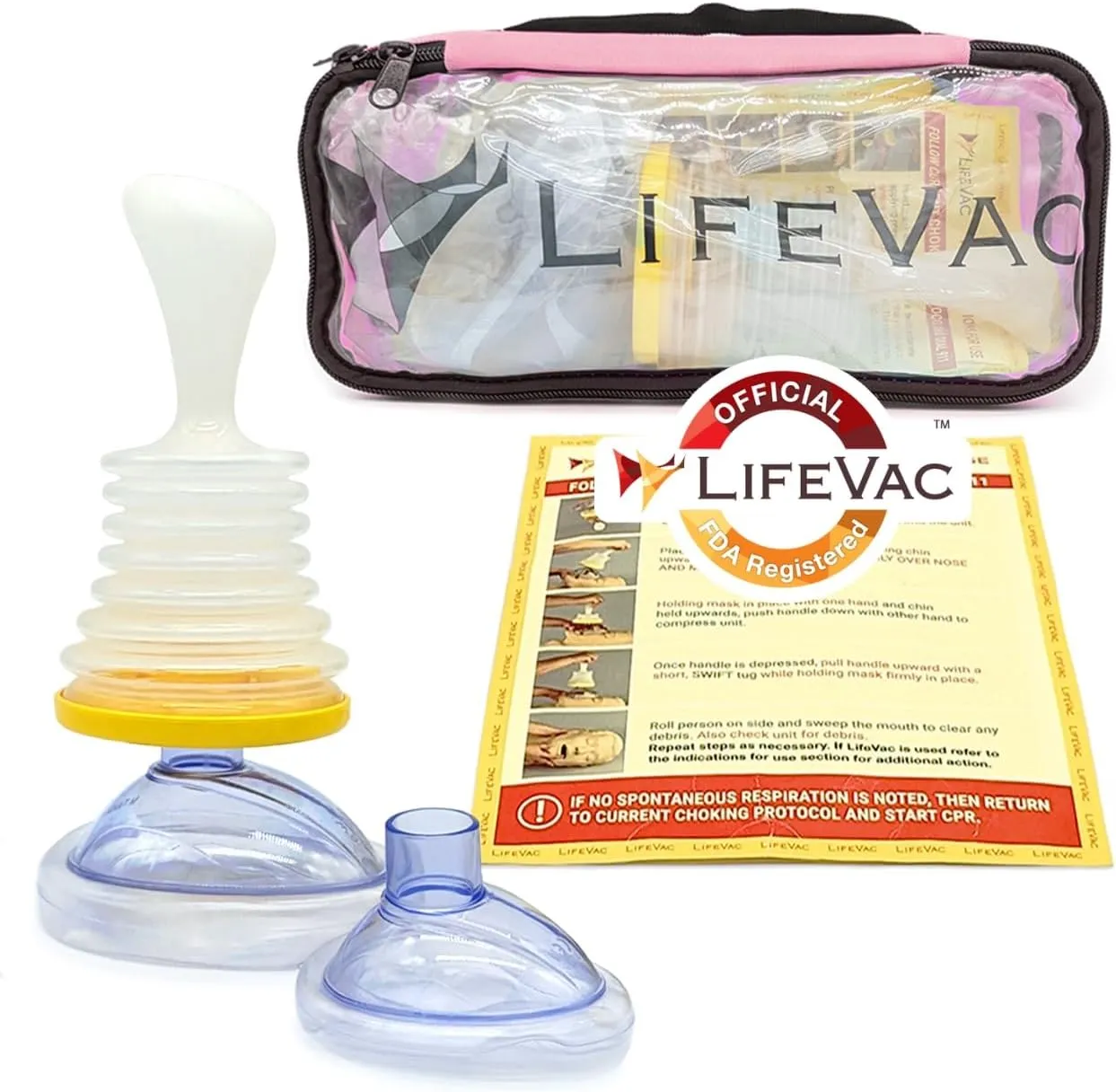 LifeVac Choking Airway Rescue Suction First Aid Device | Travel Kit - Pink