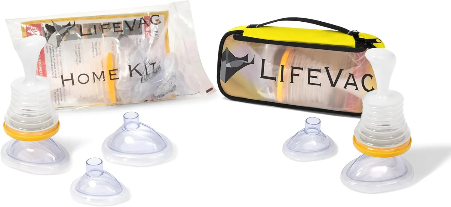 LifeVac Home & Yellow Travel Combo Kit - Portable Suction Rescue Device, First Aid Kit for Kids and Adults, Portable Airway Suction Device for Children and Adults