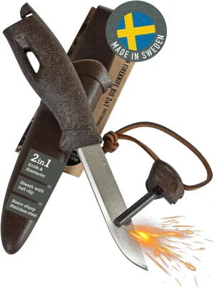 Light My Fire Knife 3.5-in Fixed Blade Survival & Camping Knife with Sheath, Magnesium Flint Fire Starter 3,000 Strikes