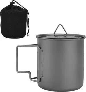 Light Weight Metal Cup Camping Picnics Water Mug Tableware With Folding Handle Travel Cooking Equipment Enduring