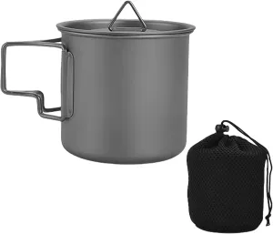 Light Weight Metal Cup Mug with Folding Handle Camping Picnics Water Mug Tableware Picnics Utensils Outdoor Water Cup