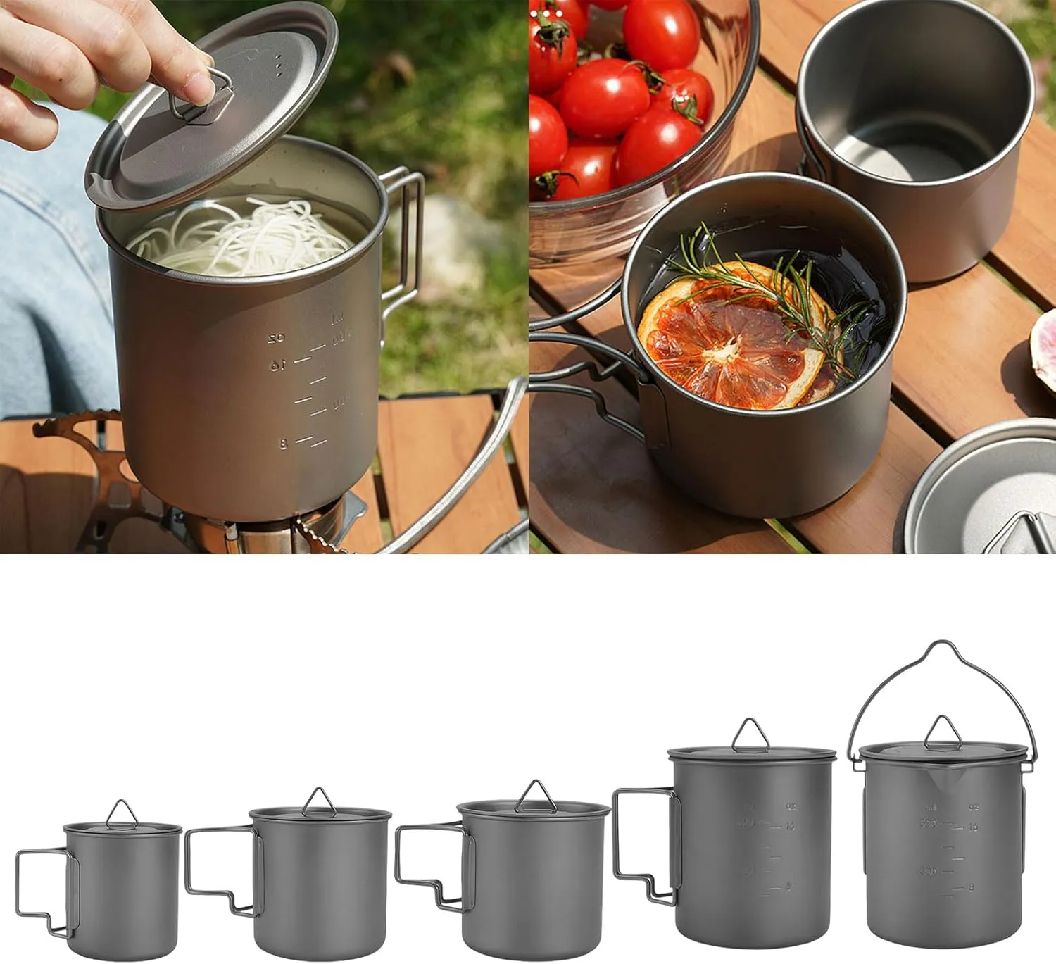 Light Weight Metal Cup Mug with Folding Handle Camping Picnics Water Mug Tableware Picnics Utensils Outdoor Water Cup