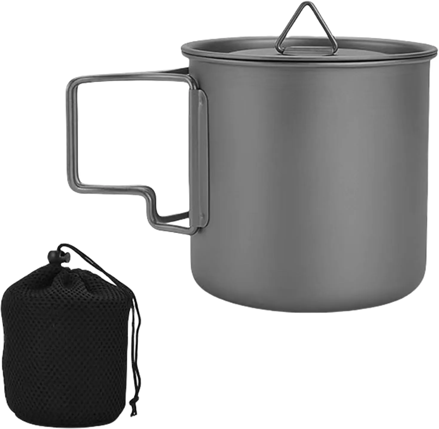 Light Weight Metal Cup Mug with Folding Handle Camping Picnics Water Mug Tableware Picnics Utensils Outdoor Water Cup