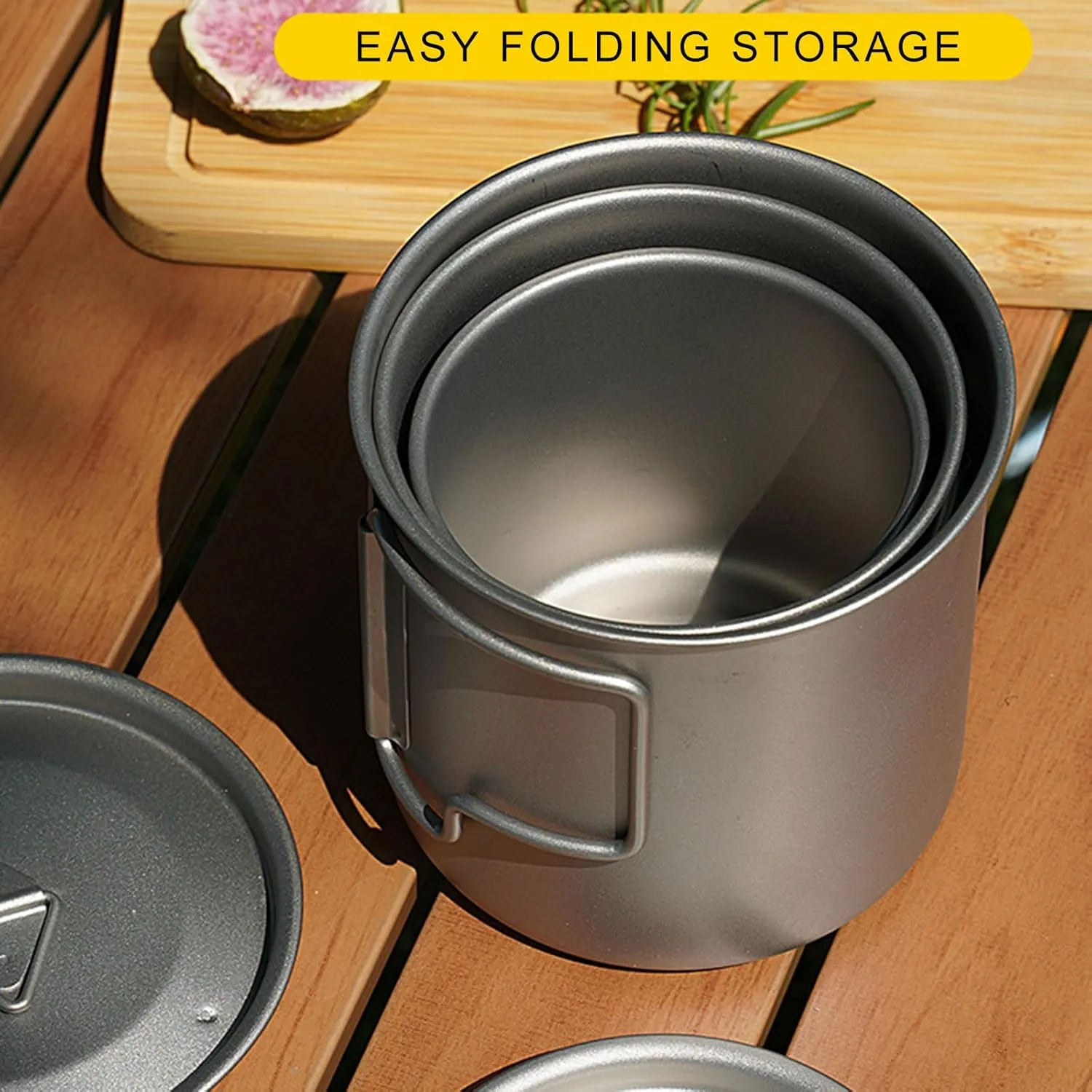 Light Weight Metal Cup Mug with Folding Handle Camping Picnics Water Mug Tableware Picnics Utensils Outdoor Water Cup