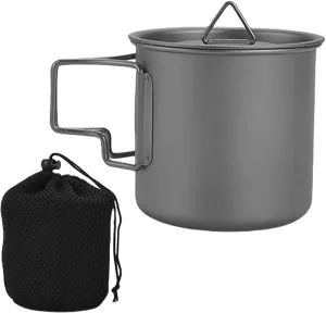 Light Weight Metal Cup Mug with Folding Handle Camping Picnics Water Mug Tableware Picnics Utensils Outdoor Water Cup
