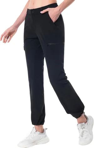 Lightbare Women’s Lightweight Cargo Hiking Pants with Elastic Waistband Quick Dry Stretchy Water Resistant UPF 50  Outdoor