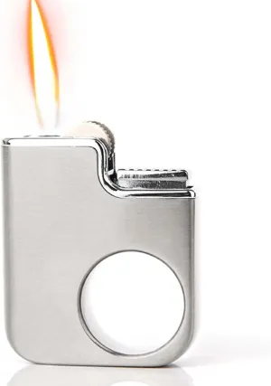Lighter, Ring Lighter, can be refilled with Butane Gas, Flint Ignition, Candle, Boyfriend (Does not Contain Butane Gas)（Silver）