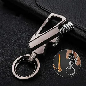 Lighters Carabiner Permanent Match Striker Waterproof Outdoor Survival Tool Keychain Flint Fire Starter Petrol Camping Lighter Portable