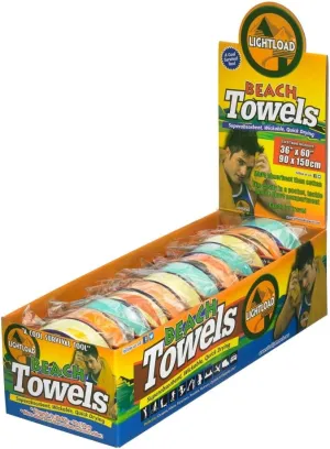 Lightload Beach Towels Compressed for Easy Travel and Storage Fast Dry Super Absorbent Multiuse 12 Pack 36x60in. 4.5 oz.