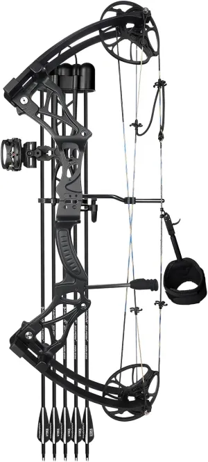 Lightweight Compound Bow Package Fully Adjustable for Adults and Teens,23.5"-31" Draw Length,0-70LBS Draw Weight,Up to 320 FPS,Limbs Made in USA,Hunting Bow Archery Set