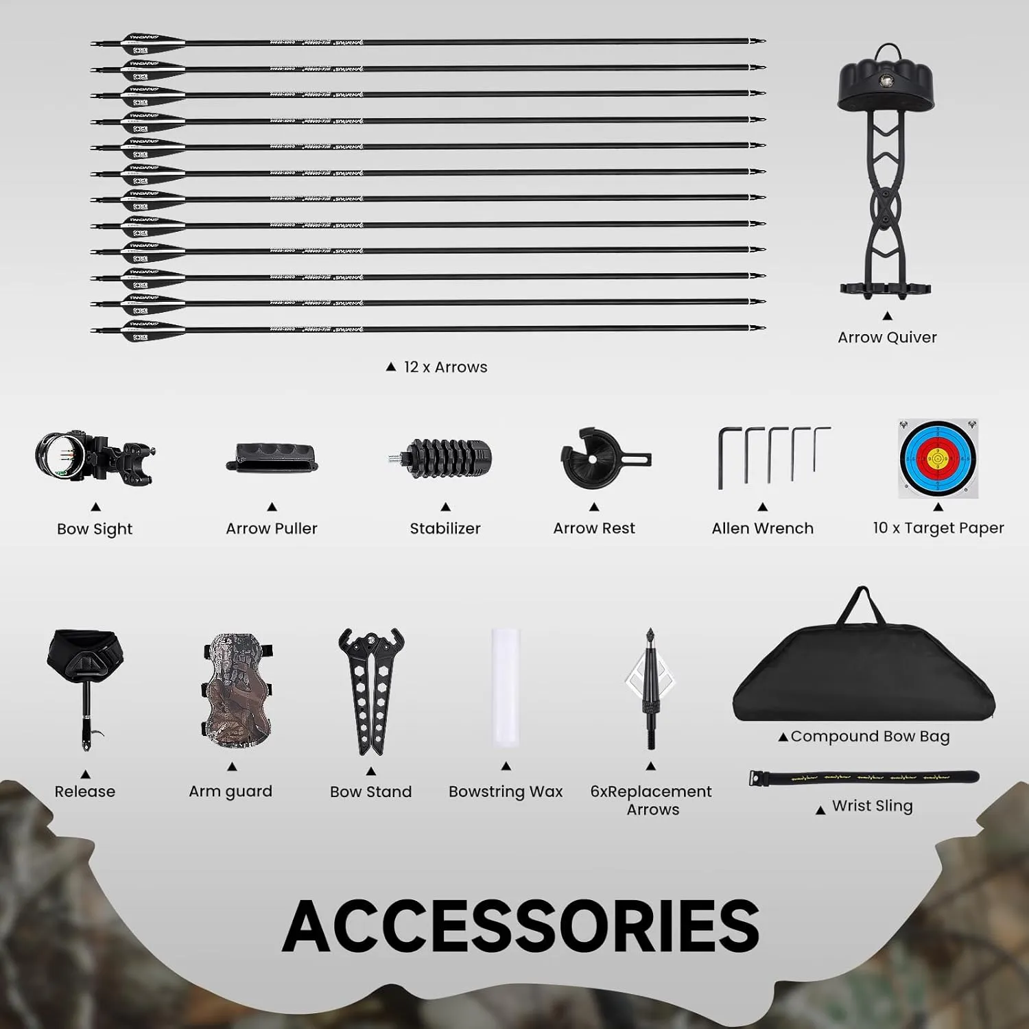 Lightweight Compound Bow Package Fully Adjustable for Adults and Teens,23.5"-31" Draw Length,0-70LBS Draw Weight,Up to 320 FPS,Limbs Made in USA,Hunting Bow Archery Set