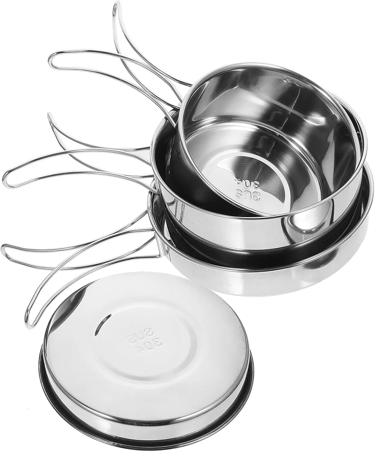 Lightweight Portable Cooking Pot Pan Set Stainless Steel Camping Cookware Kit Mess Kit Utensils