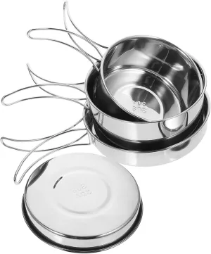 Lightweight Portable Cooking Pot Pan Set Stainless Steel Camping Cookware Kit Mess Kit Utensils