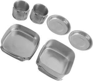 Lightweight Stainless Steel Camping Cookware Cups and Plates Outdoor Cooking Set Compact Pot Stew Pan for Outdoor Activities