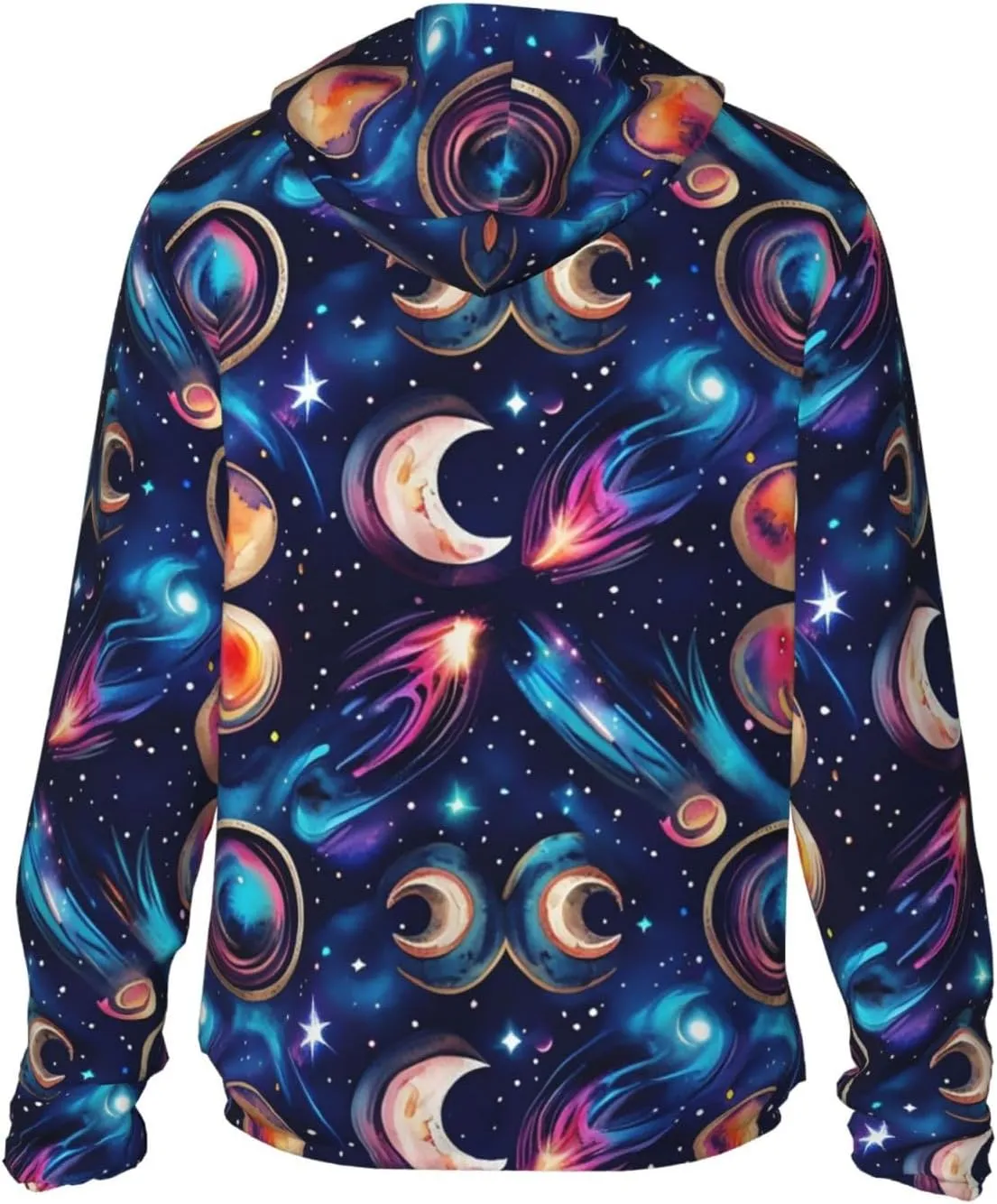 Lightweight UV Protection Sun Jacket, Cosmic Celestial Pattern Print Sportswear Hooded Sunblock Shirt for Outdoor