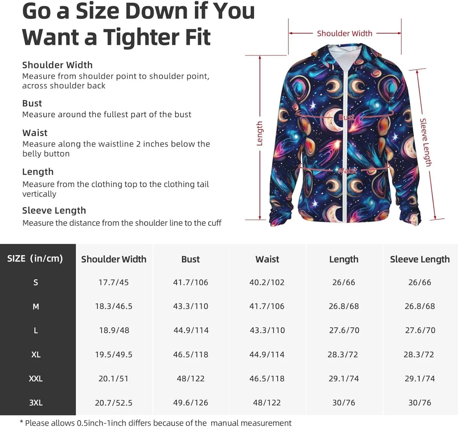 Lightweight UV Protection Sun Jacket, Cosmic Celestial Pattern Print Sportswear Hooded Sunblock Shirt for Outdoor