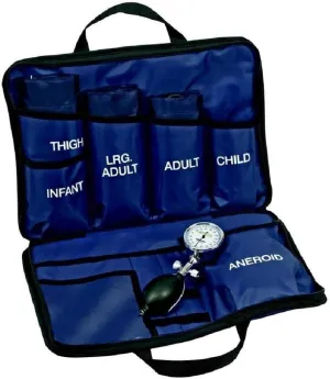 LINE2design Blood Pressure Aneroid Kit System - EMS Emergency Portable Travel Size First Aid Large Adult-Child Manual BP Universal Cuffs Kit-5 with 5 Different Sized Durable Cuffs Trauma Kits