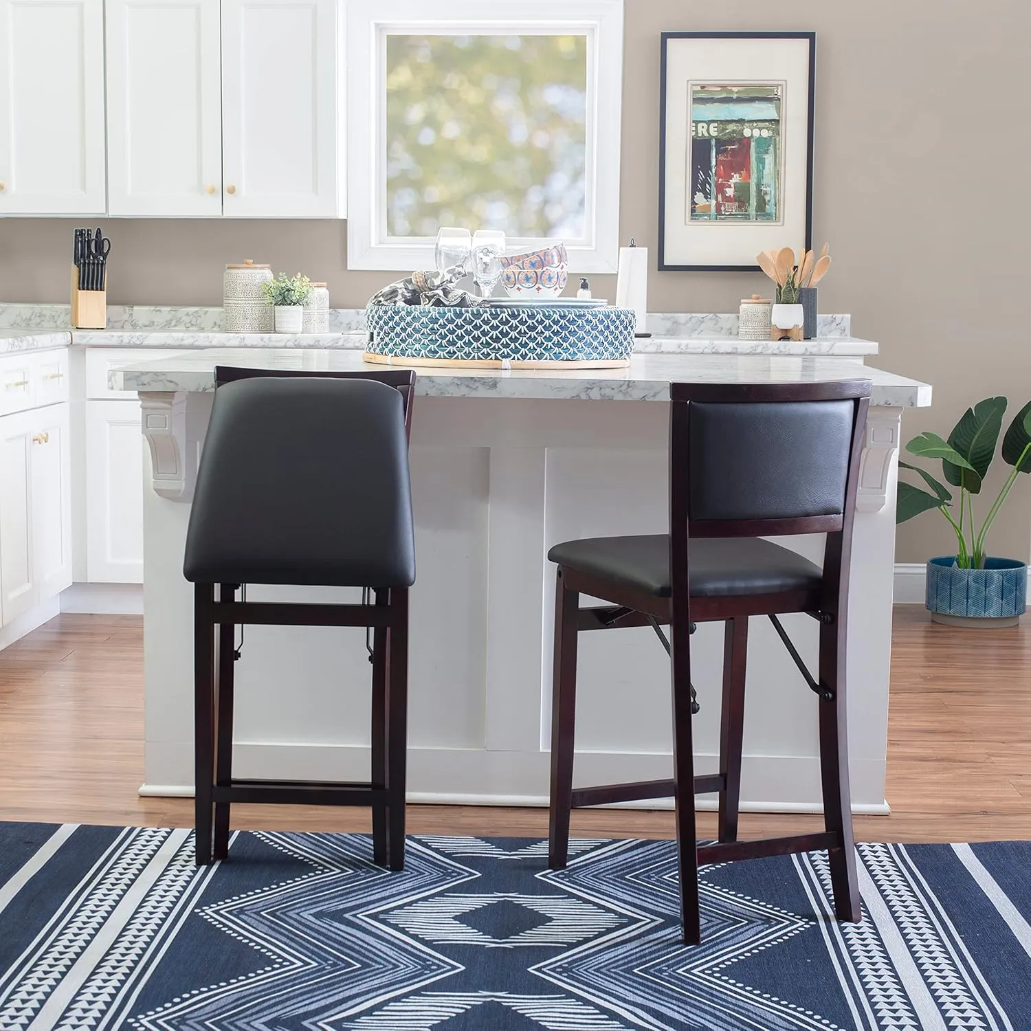 Linon Home Decor Keira Pad Back Folding Counter Stool, 24-Inch
