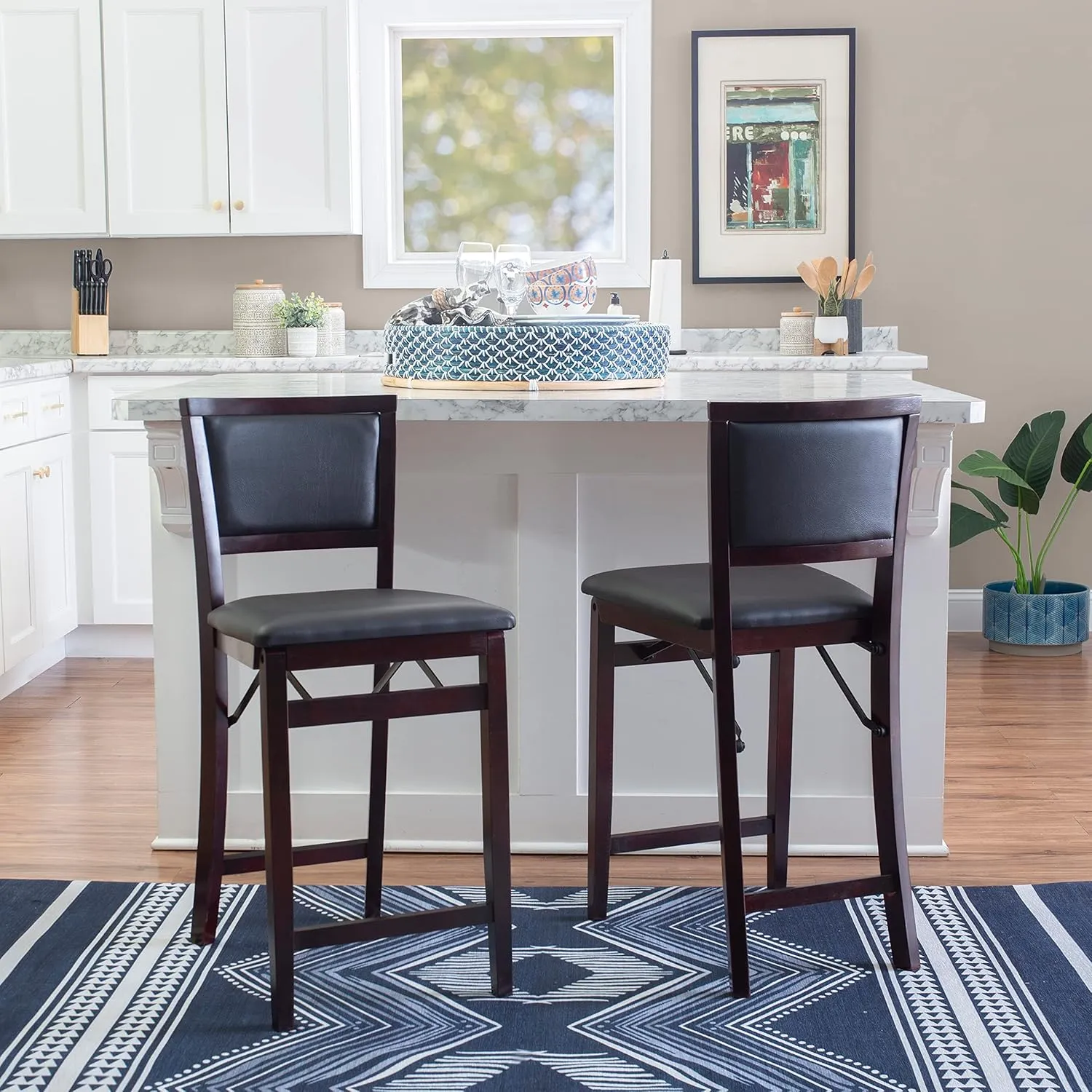 Linon Home Decor Keira Pad Back Folding Counter Stool, 24-Inch
