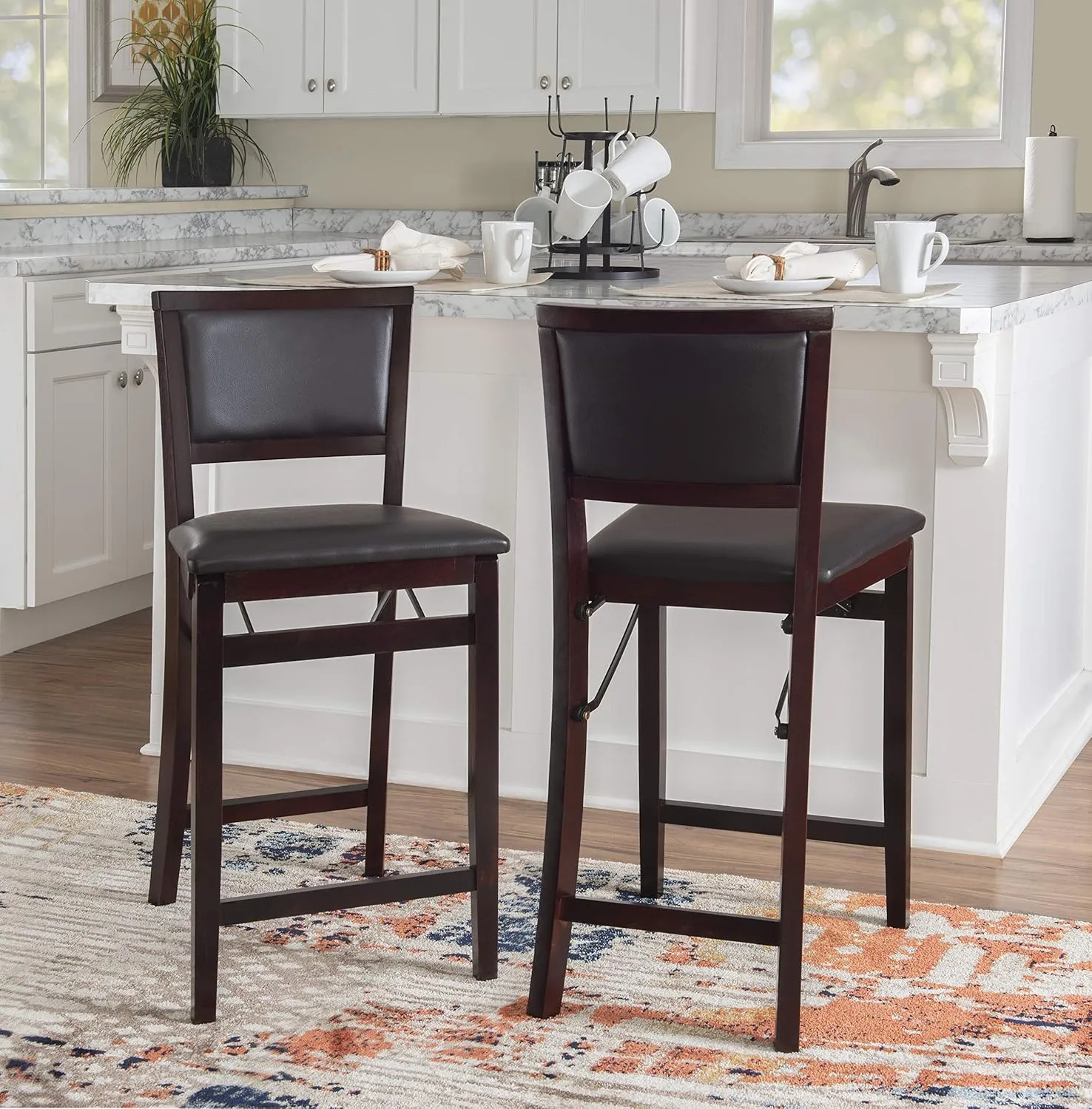 Linon Home Decor Keira Pad Back Folding Counter Stool, 24-Inch