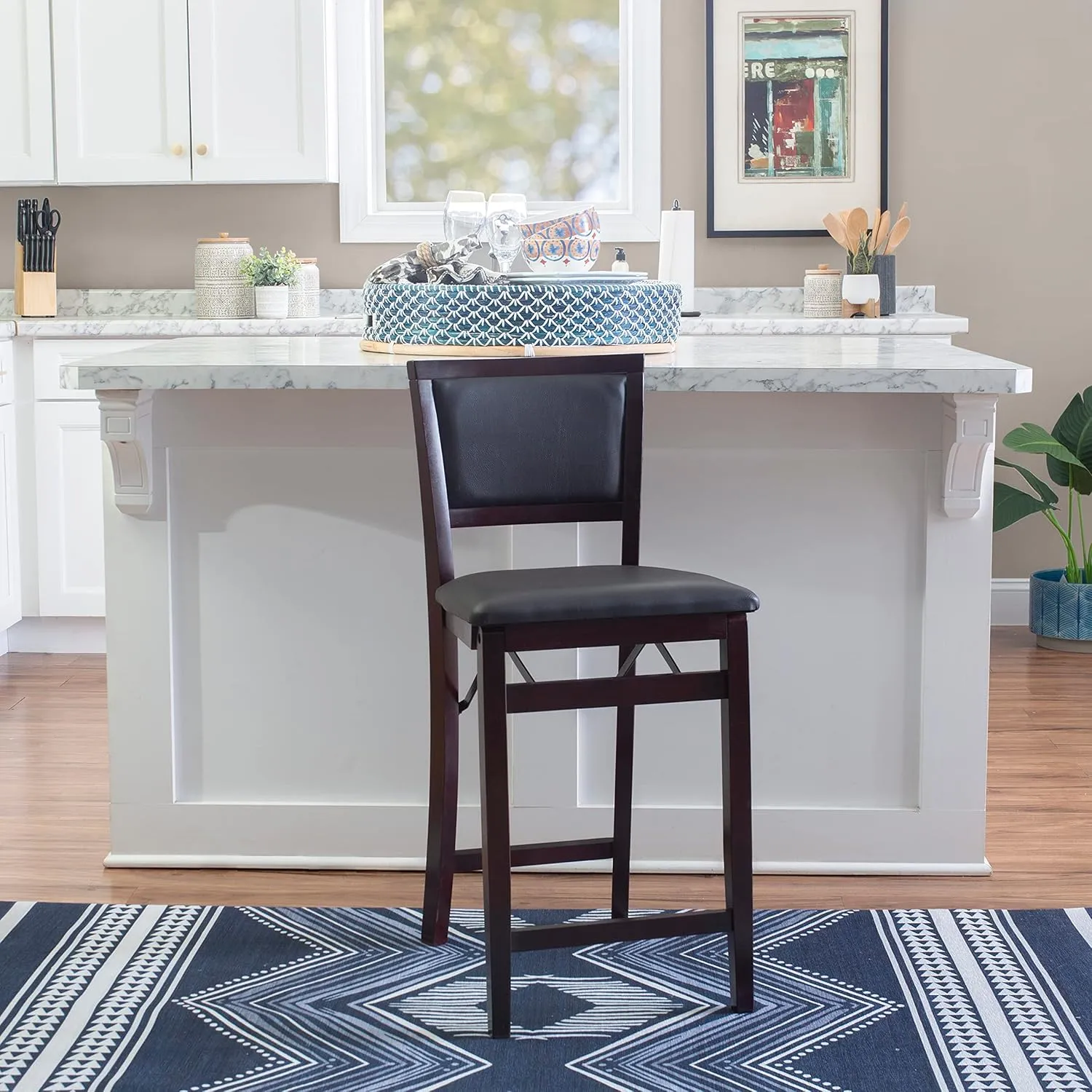 Linon Home Decor Keira Pad Back Folding Counter Stool, 24-Inch