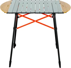 Lippert Bamboo/Hammer Grey Roll Top Camping Table with Powder-Coated Aluminum Top/Frame, Durable Bamboo Edges, Foldable Design, Adjustable Legs, Lightweight Construction - 2023053727