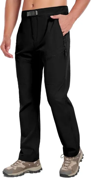 Little Donkey Andy Men's Lightweight Fishing Pants with Belt 5 Zip Pockets Waterproof Quick-Dry Travel Hiking Outdoor Pants