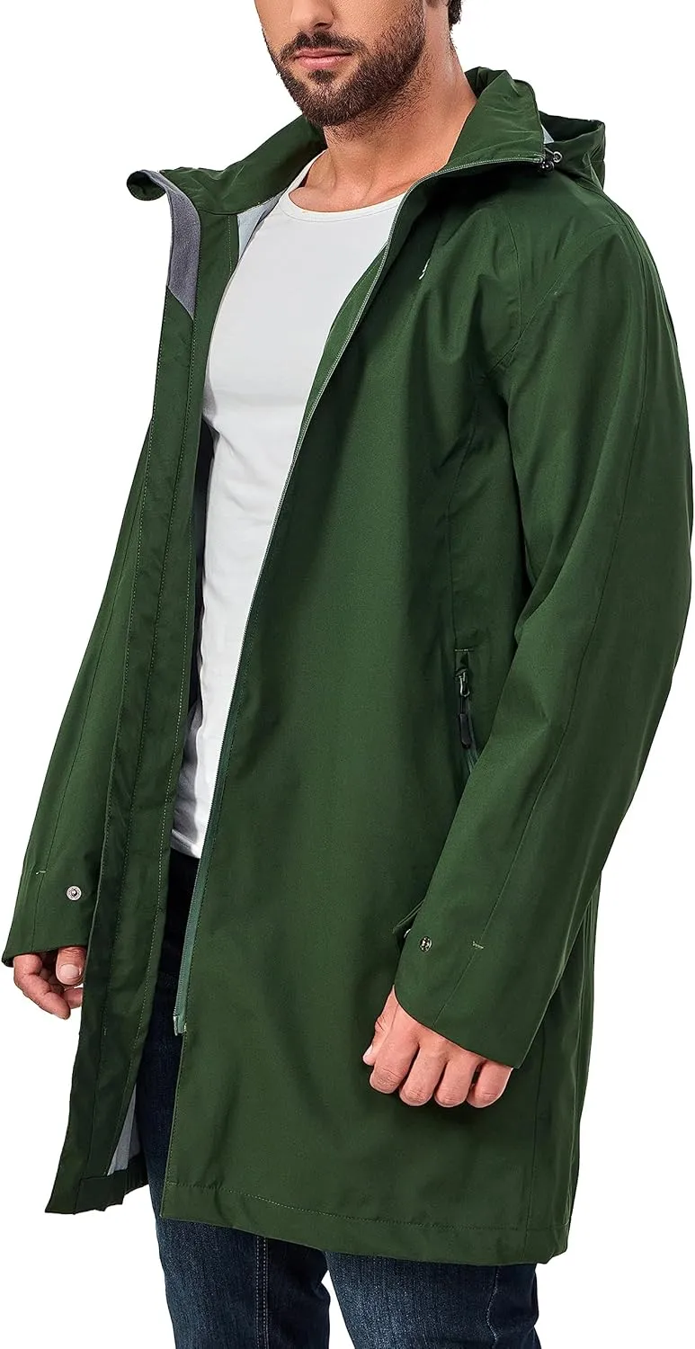 Little Donkey Andy Men's Waterproof Rain Jacket Outdoor Lightweight Mountain Windbreaker Long Coat for Hiking Golf Travel