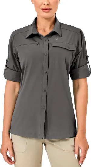 Little Donkey Andy Women's Long Sleeve Travel Shirt, UPF 50  Safari Shirt, Outdoor Cool Quick Dry Hiking Shirts