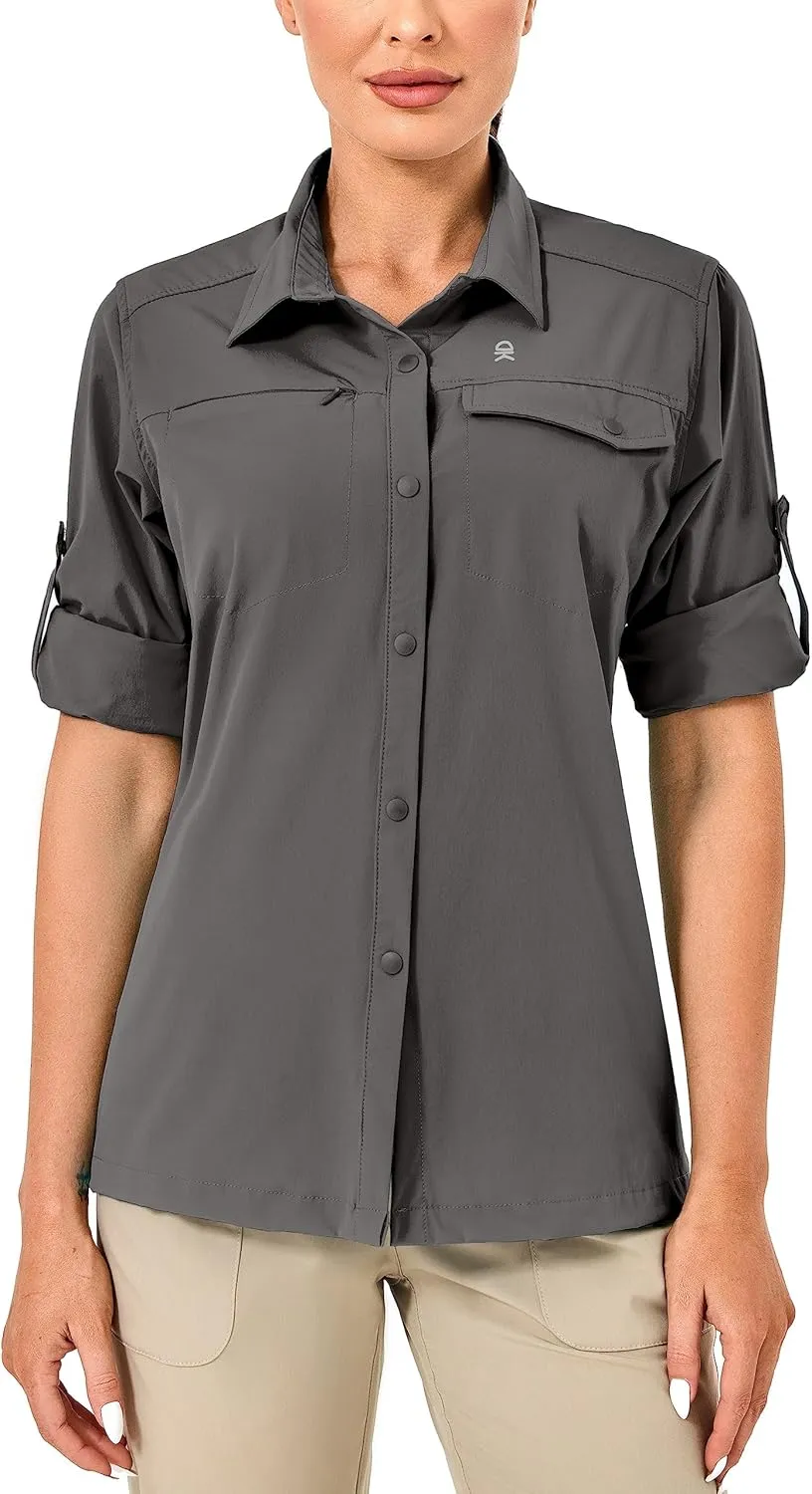 Little Donkey Andy Women's Long Sleeve Travel Shirt, UPF 50  Safari Shirt, Outdoor Cool Quick Dry Hiking Shirts