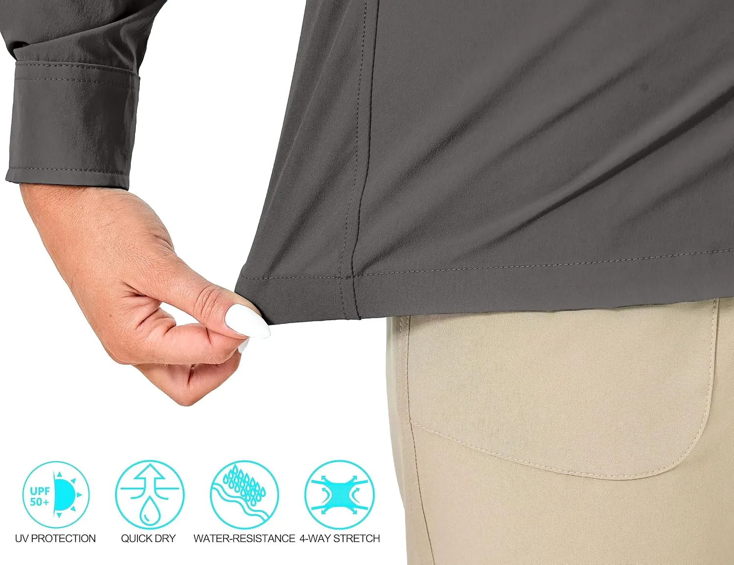 Little Donkey Andy Women's Long Sleeve Travel Shirt, UPF 50  Safari Shirt, Outdoor Cool Quick Dry Hiking Shirts