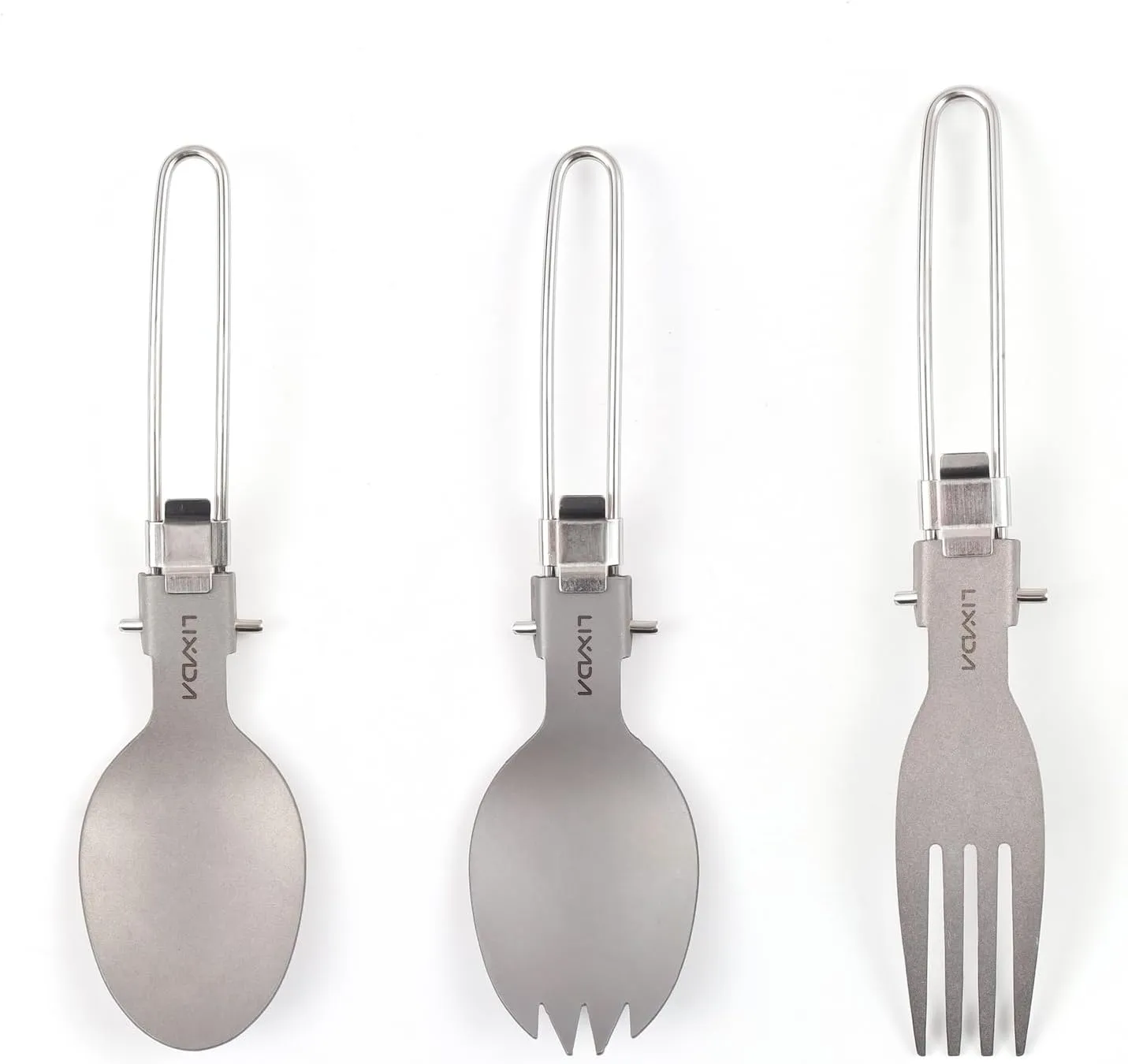 Lixada 3PCS Camping Spoon Fork Combo Folding Lightweight Camping Utensils Kit Compact for Picnic Traveling Hiking Backpacking