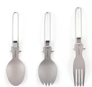 Lixada 3PCS Camping Spoon Fork Combo Folding Lightweight Camping Utensils Kit Compact for Picnic Traveling Hiking Backpacking