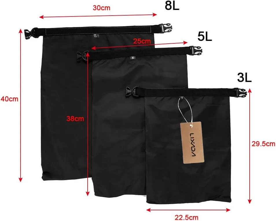 Lixada Waterproof Dry Bags, 3/5/6 Pack Ultimate Dry Sack - 3L 5L 8L Lightweight, Roll Top Outdoor Dry Sacks for Kayaking Camping Hiking Traveling Boating Water Sports