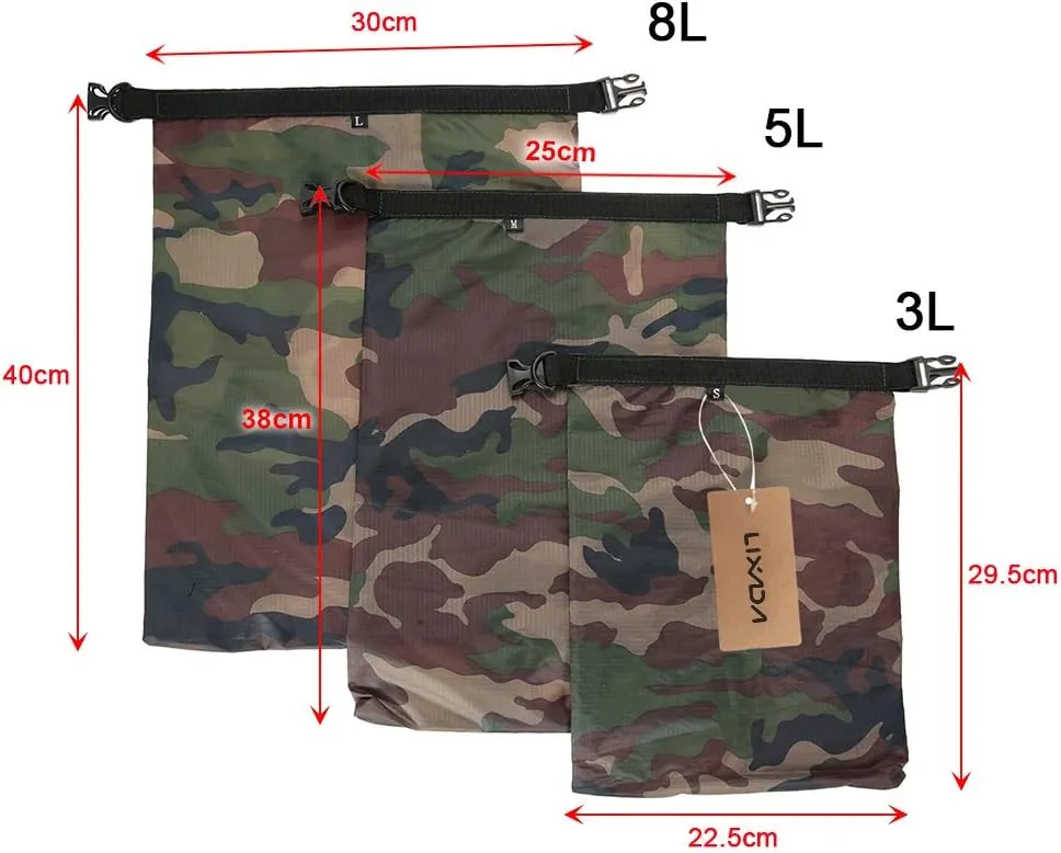 Lixada Waterproof Dry Bags, 3/5/6 Pack Ultimate Dry Sack - 3L 5L 8L Lightweight, Roll Top Outdoor Dry Sacks for Kayaking Camping Hiking Traveling Boating Water Sports