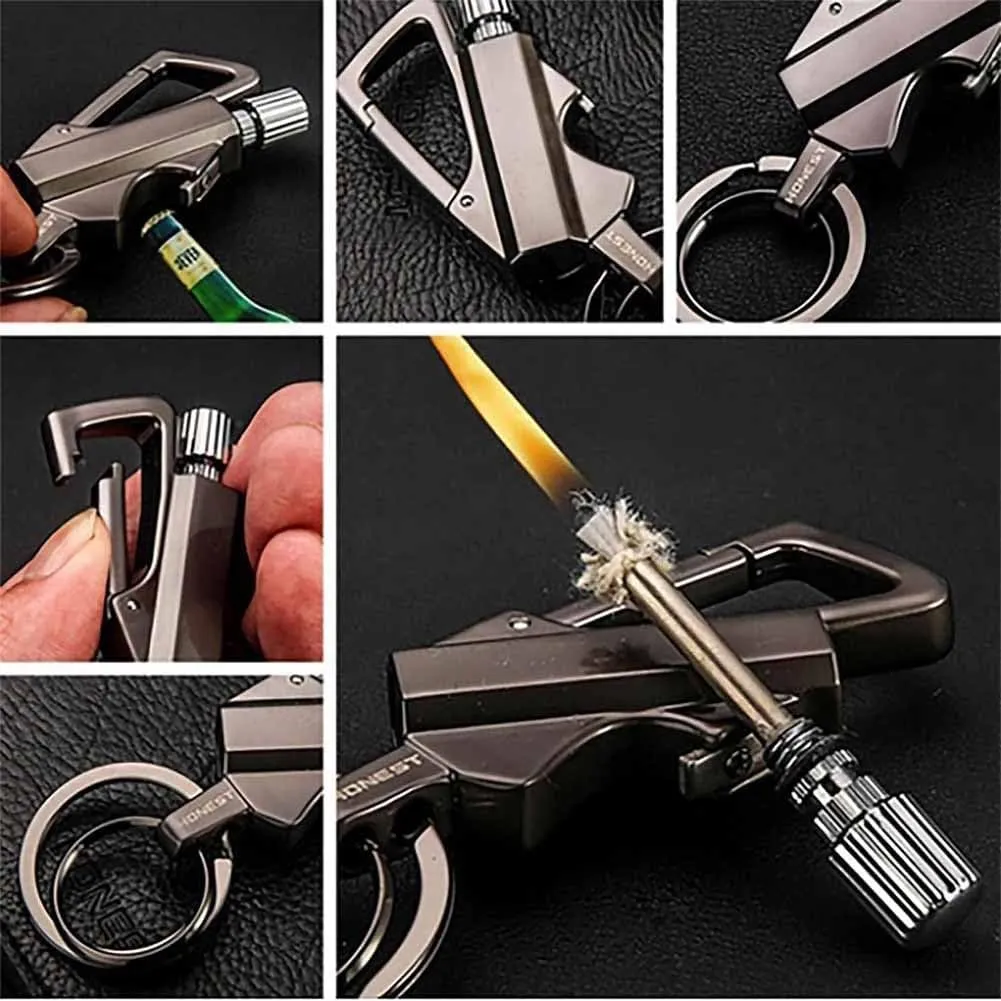 Llavero Encendedor De Acero, Flint and Steel Fire Starter, Fire Starter Survival Tool, Keychain Lighter Match Strike, Portable Waterproof Starters, Stylish and Functional Alloy Keychain