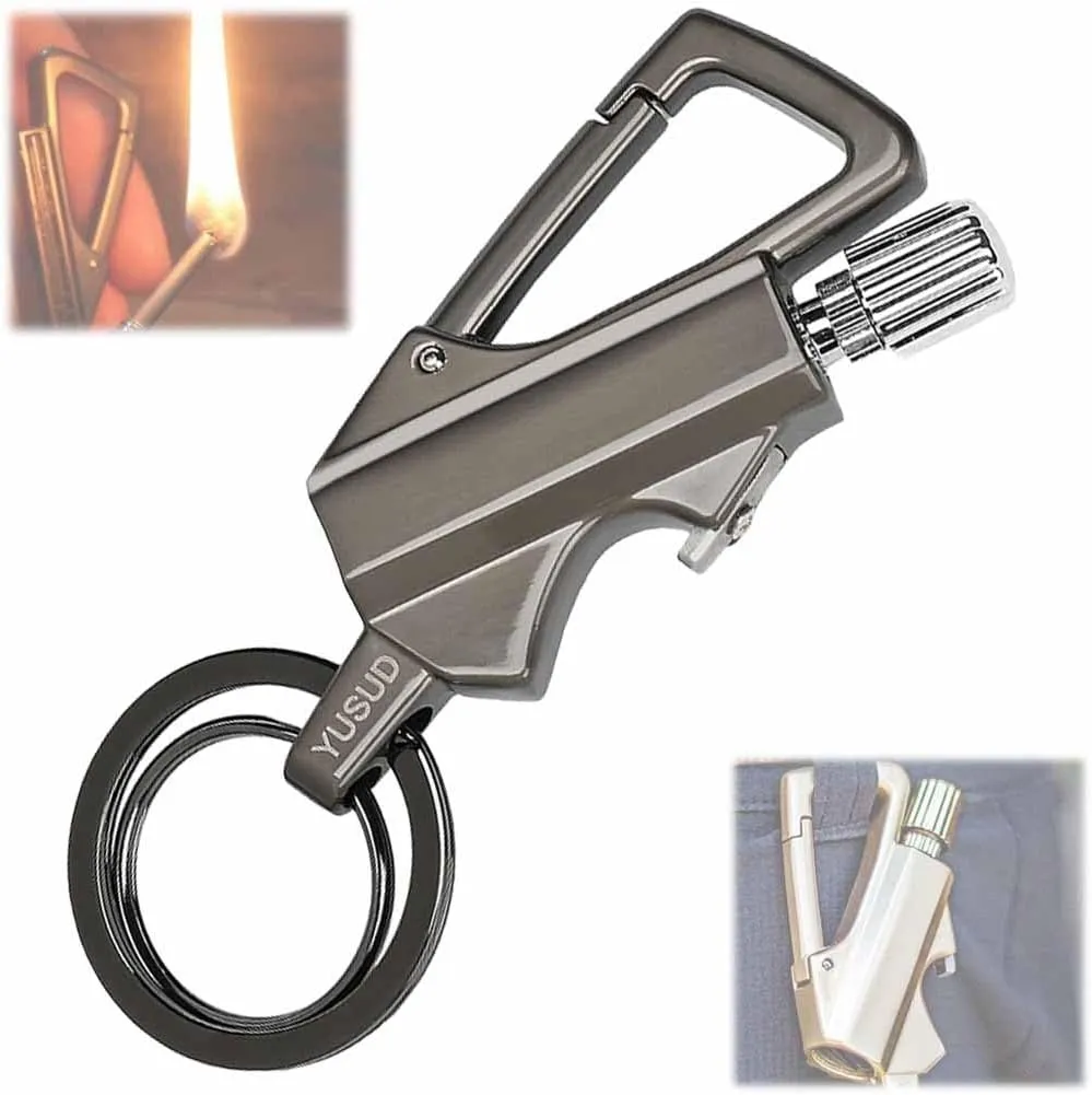 Llavero Encendedor De Acero, Flint and Steel Fire Starter, Fire Starter Survival Tool, Keychain Lighter Match Strike, Portable Waterproof Starters, Stylish and Functional Alloy Keychain
