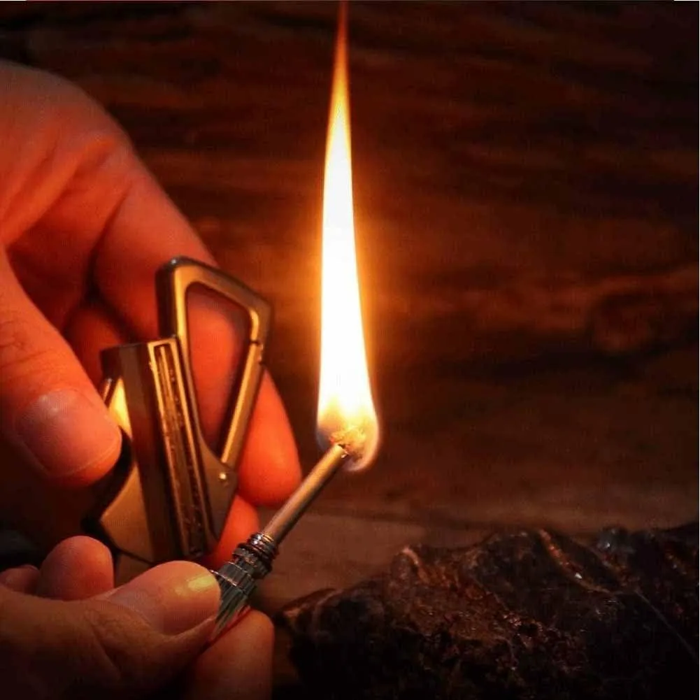 Llavero Encendedor De Acero, Flint and Steel Fire Starter, Fire Starter Survival Tool, Keychain Lighter Match Strike, Portable Waterproof Starters, Stylish and Functional Alloy Keychain
