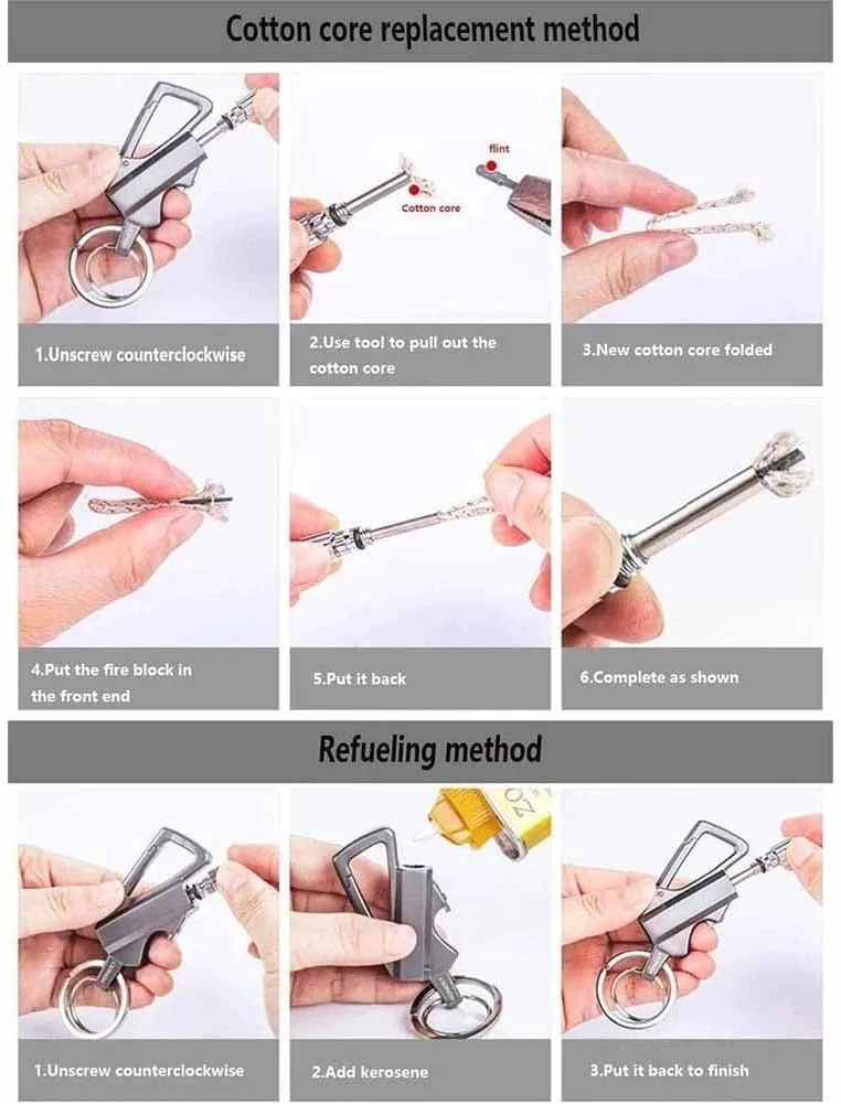 Llavero Encendedor De Acero, Flint and Steel Fire Starter, Fire Starter Survival Tool, Keychain Lighter Match Strike, Portable Waterproof Starters, Stylish and Functional Alloy Keychain