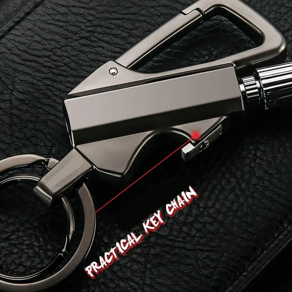 Llavero Encendedor De Acero, Keychain Lighter Match Strike, Mini Multi Functional Hiking Safety Tool Collapsible, Waterproof Key Chain Lighter Match, Reusable Lighters Stick for Outdoor(Black Gold)