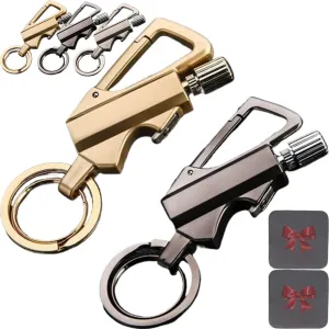Llavero Encendedor De Acero, Keychain Lighter Match Strike, Mini Multi Functional Hiking Safety Tool Collapsible, Waterproof Key Chain Lighter Match, Reusable Lighters Stick for Outdoor(Black Gold)