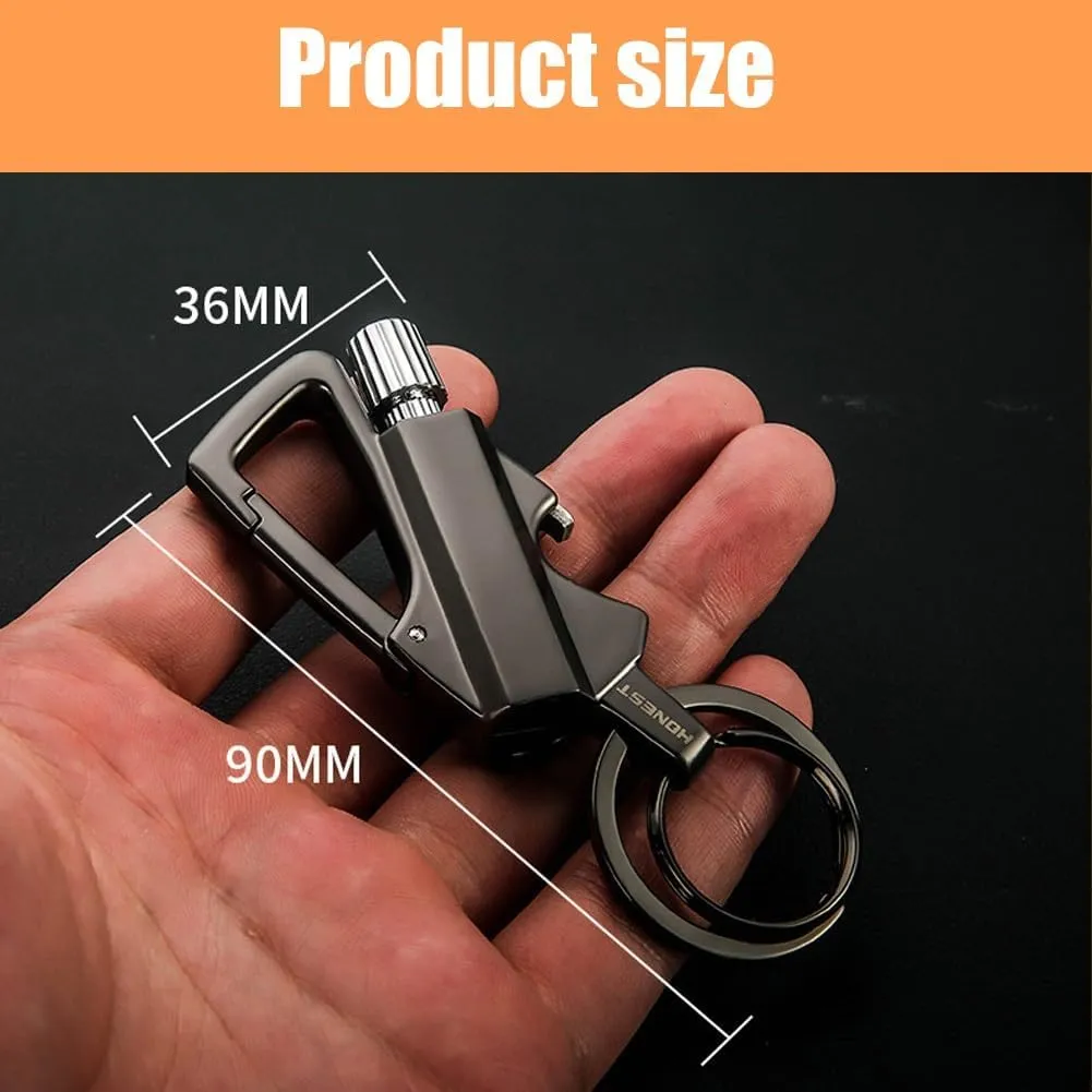 Llavero Encendedor De Acero, Keychain Lighter Match Strike, Mini Multi Functional Hiking Safety Tool Collapsible, Waterproof Key Chain Lighter Match, Reusable Lighters Stick for Outdoor(Black Gold)