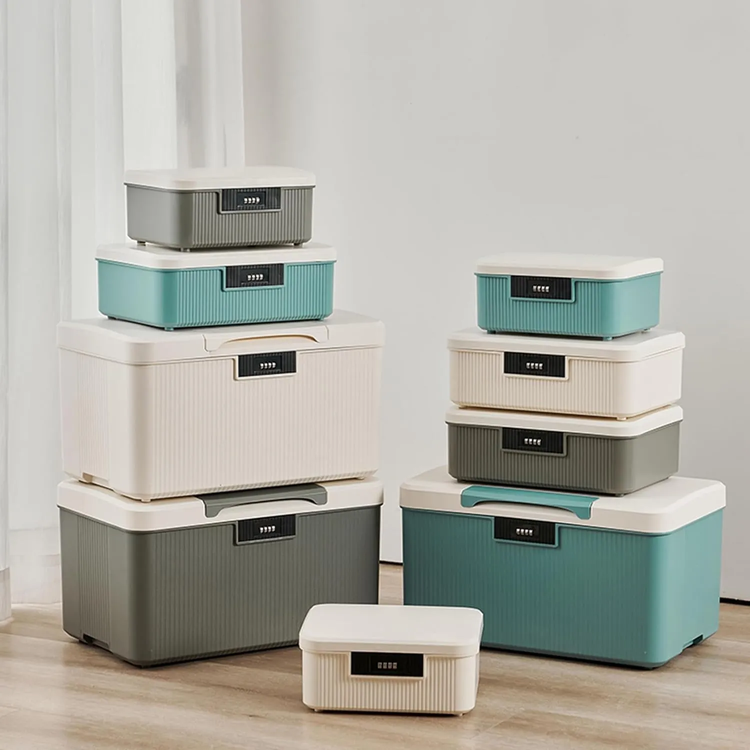 Lockable Storage Bin Outdoor Lock Box Plastic Storage Container Versatile Organizer with Changeable Lock for Home Office School Travel Business (White, 16 Liters)