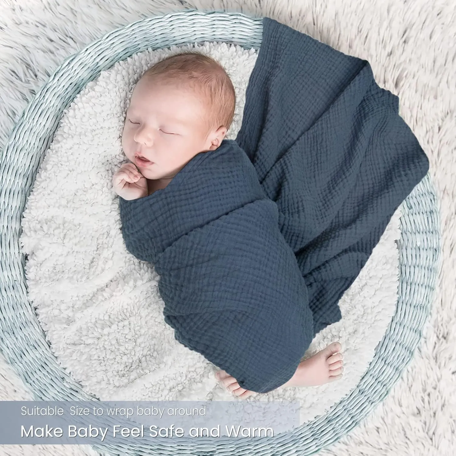 Lulu moon Muslin Swaddle Blanket Baby Receiving Blankets Neutral, 2 Pack, Travel Space