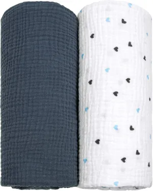 Lulu moon Muslin Swaddle Blanket Baby Receiving Blankets Neutral, 2 Pack, Travel Space