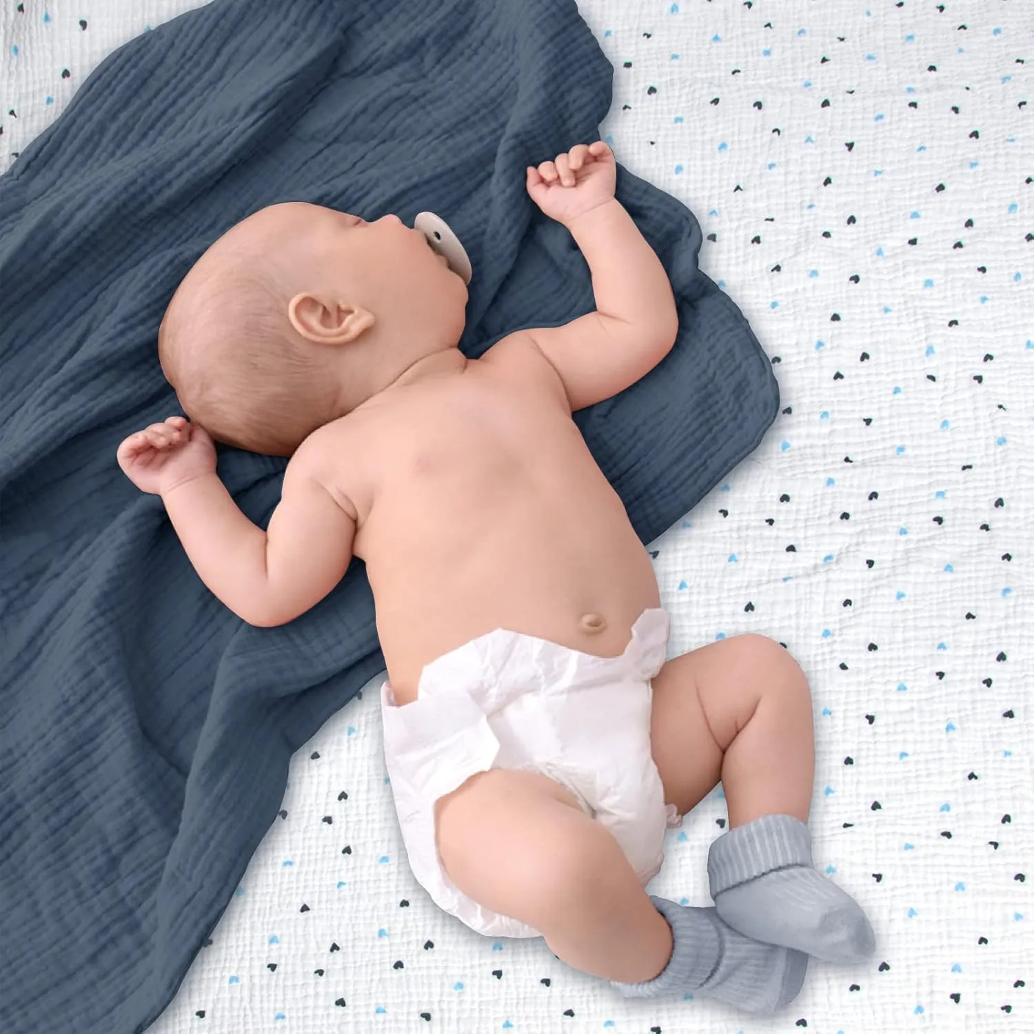 Lulu moon Muslin Swaddle Blanket Baby Receiving Blankets Neutral, 2 Pack, Travel Space