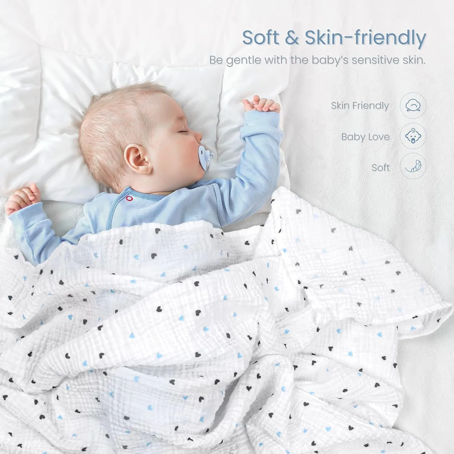 Lulu moon Muslin Swaddle Blanket Baby Receiving Blankets Neutral, 2 Pack, Travel Space