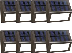 Luminara Solar Step Lights - Weatherproof Outdoor Stair Lighting, Solar-Powered Deck Lights for Patio, Garden, Pathway, Warm White Glow (8)